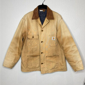 Vintage Carhartt Mens Utilitarian Chore Jacket Size‎ L/XL Blanket Lined